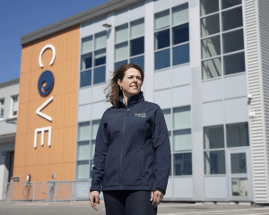Melanie Nadeau, CEO of the Centre for Ocean Ventures and Entrepreneurship (COVE), poses at the company's headquarters in Dartmouth, N.S. on Thursday, April 13, 2023. DARREN CALABRESE / THE CANADIAN PRESS